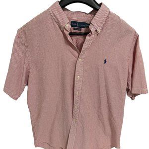 Ralph Lauren Mens Classic Fit Sear Sucker SS Shirt Size XXL Pink